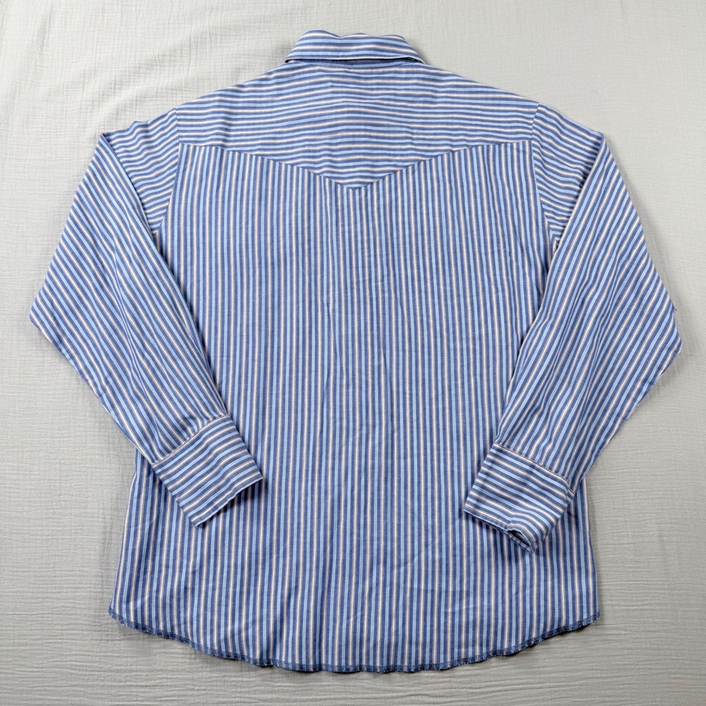 Lot of 2 Vintage Wrangler Pearl Snap Western Shirts Men Large Stripe Lightweight - Picture 4 of 9